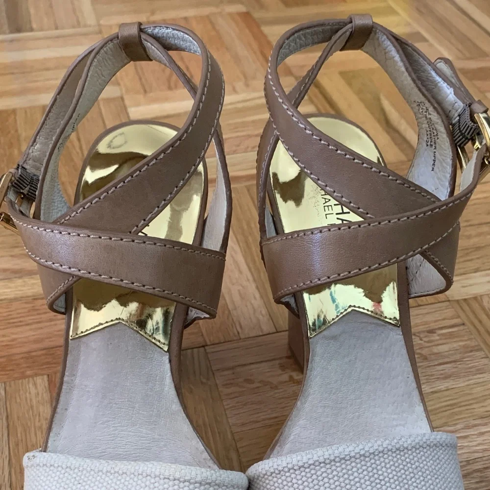 Michael Kors Neutral Platform Block Heel Women’s Size 7.5 - Picture 11 of 14